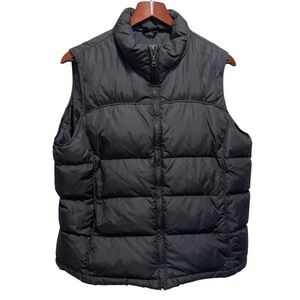 Eddie Bauer Black Nylon Goose Down Puffer Vest Size Large
